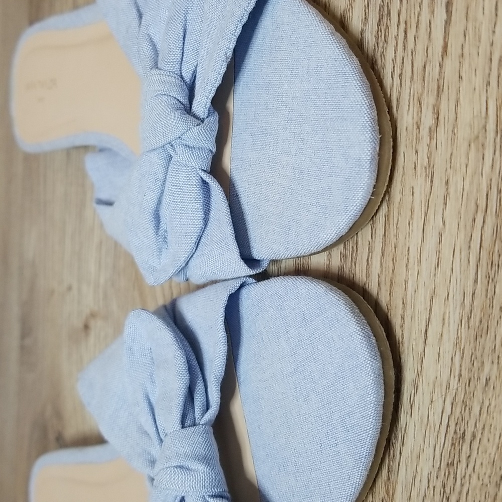 Ann Taylor Light Blue Open Toe Flats Size 8 - Picture 3 of 10